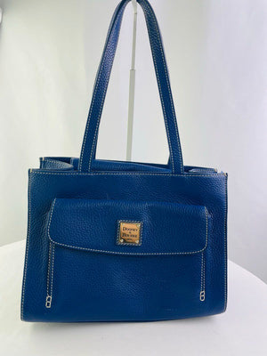 Dooney & Bourke Janie Blue Pebbled Leather Tote Bag 12"x 8.5"x 6"