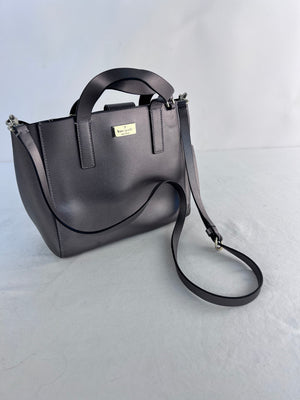 Kate Spade Putnam Drive Mini Nelle Metallic Gray Leather Satchel Crossbody Bag