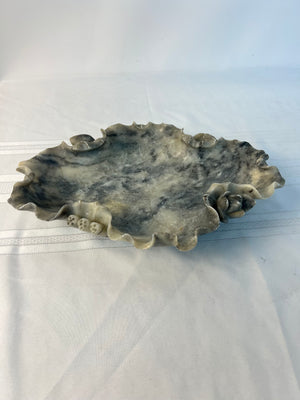 Vintage Italian Hand-Carved Floral Marble Dish Art Nouveau