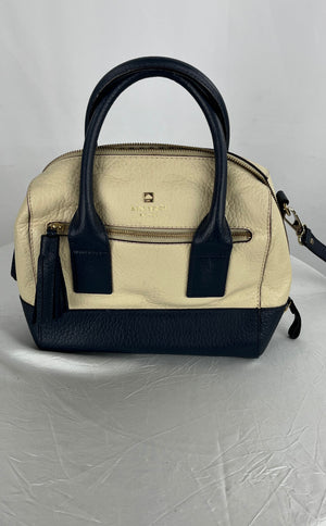 Kate Spade Southport Avenue Alessa Blue Creme Pebble Leather Crossbody Hand Bag