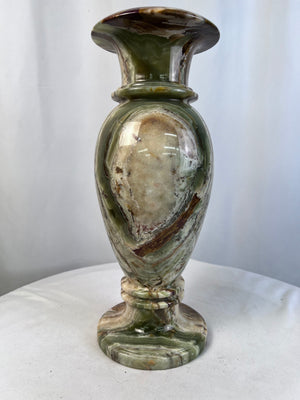 VTG Large 16" Green Onyx Marble Stone Vase Hand Carved Heavy 17.6lb Centerpiece