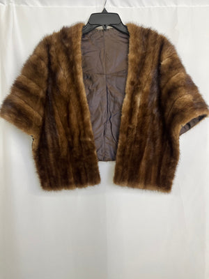 Unbranded Brown Fur Over The Shoulder Shawl Caplet Stole Lined No Closure