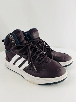 adidas Hoops 3.0 Mid WTR Dark Purple Basketball Sneakers Women's 9.5