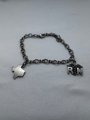 James Avery 925 Sterling Silver Bracelet 11.9g Texas RN Charm Vintage 7.5 in.