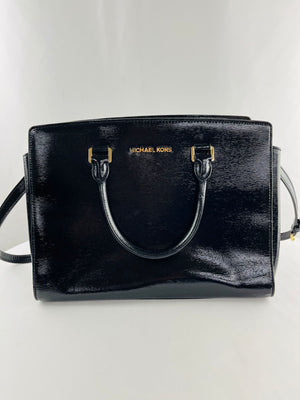 Michael Kors Selma Patent Leather Large Zip Top Satchel