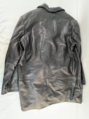 Wilsons Leather Pelle Studio Mens Large Black Thinsulate Leather Trench Coat