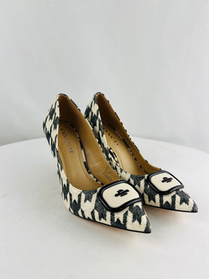 Coach Winona Black Chalk Houndstooth Pump Women's 7B CK418