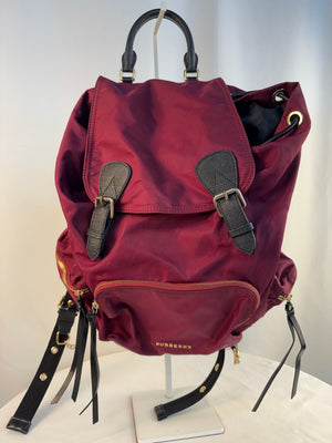 Burberry Burgundy Bordeaux Nylon Rucksack Backpack