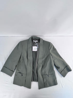 NWT Kasper Petite Blazer 10P Dark Sea Stone Open Front Shawl Collar Jacket