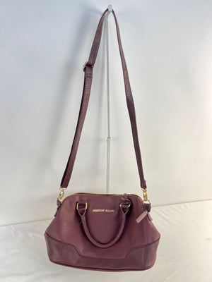 Christian Siriano Dome Satchel Bag Crossbody Purple Plum Lizard Trim Handbag