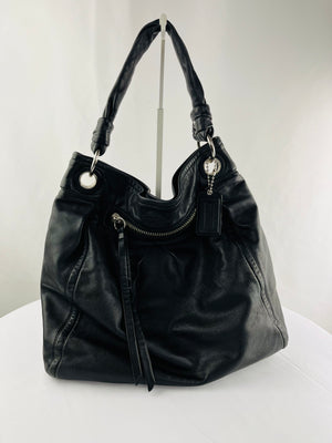 Coach Parker Hippie Medium Black Leather Shoulder Bag | F13411