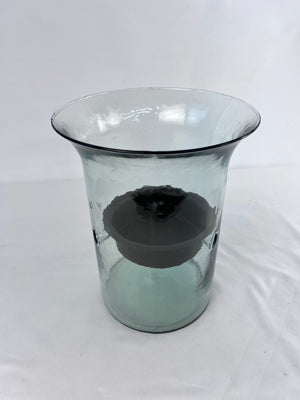Kalalou Glass Cylindrical Hurricane Candle Holder with Rustic Metal Insert 11.5"