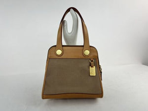 Vintage Dooney & Bourke Cabriolet Leather Canvas Satchel Handbag Made In USA