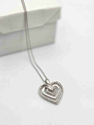 925 Sterling Silver Cubic Zirconia Necklace 2.9g CZ Heart Pendant 18 in.