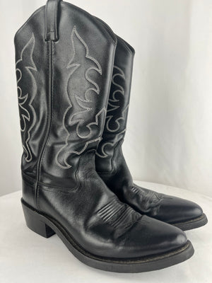 Old West Black Leather Cowboy Boots TBM3010 Men's 11.5D