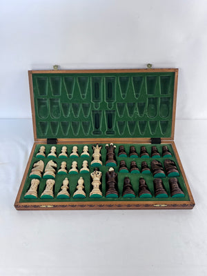 Wegiel Handmade European Ambassador Chess Set Wooden Foldable Board Case