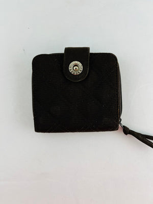Vera Bradley Espresso Brown Quilted Microfiber Mini Zip Wallet