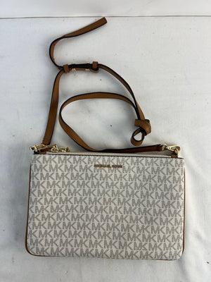 Michael Kors Jet Set East West Saffiano Leather Crossbody Bag Handbag Vanilla