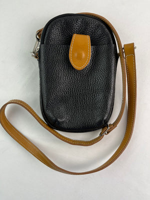 Divina Firenze Black Italian Made Pebbled Leather Crossbody