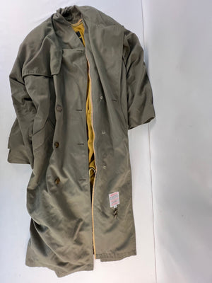 Vtg London Fog Trench Coat Double Breasted Flannel Lined Olive Green Size 10 REG