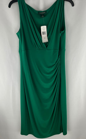 Lauren Ralph Lauren Women's Faux Wrap Kelly Green Stretch Dress Size 12 NWT