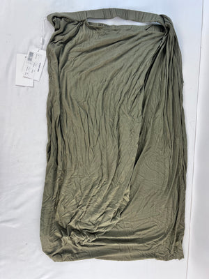 Helmut Lang Ruched Jersey Midi Skirt Size M Naval Green Khaki Cut Out K06HW306