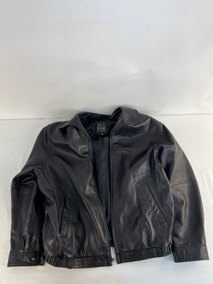 Jos A Bank Signature Collection Men's Leather Bomber Jacket Black Size L Zipper