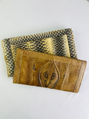 Vintage Genuine Snakeskin Envelope Clutch Purse Set of 2 Exotic Reptile Skin