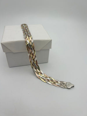 Dyadema 925 Sterling Silver Bracelet 8.6g 5-Strand Braided Herringbone 7.5 in