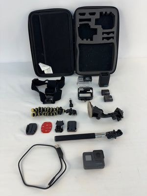 GoPro Hero 5 Black 4k 12MP w/ Acc. (Cage, Suction Cup, Charger, Head Mount, etc)