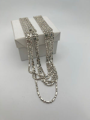Milor 925 Sterling Silver Necklace Extra Long Layering 33.2g Bar and Ball 100"