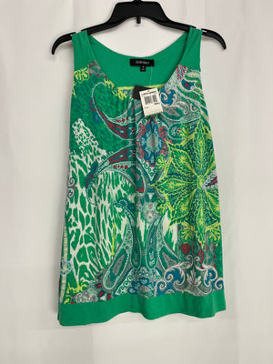 Ellen Tracy Sleeveless Green Multi Paisley Print Sleep Shirt Women's Small NWT