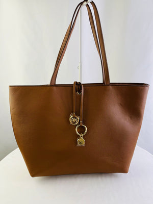 Anne Klein Large Double Compartment Pebbled Tote Bag in Brown