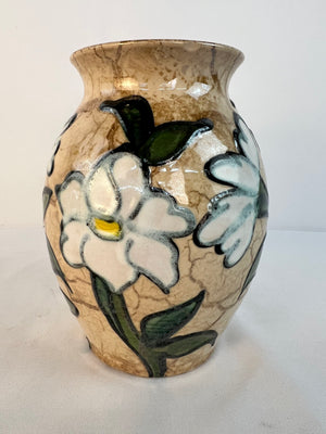 Vintage Hand Painted Glazed Floral Vase Handcrafted Pottery 503-20 West Germany