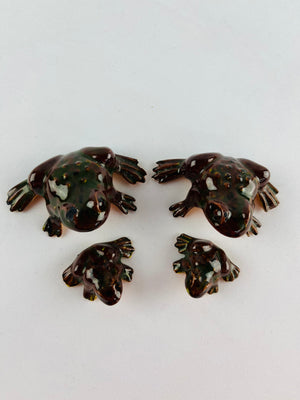 Duncan Pottery Miniature Glazed Ceramic Frog Set 1975 Vintage Collectible