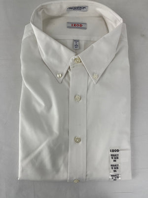 IZOD Regular Fit Button Down Long Sleeve White Shirt Men 18 34/35 NWT