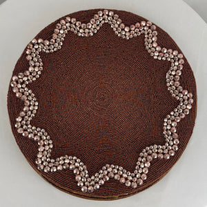 Pier 1 Blush Bronze Beaded Placemats Set of 4 Home Decor Table Linens