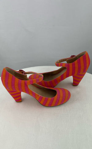 Poetic License Multicolor Stripped Mary Jane Heel Pumps Women 7.5