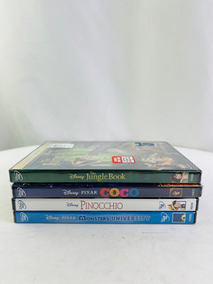 Disney Set of 4 DVDs Factory Sealed Jungle Book, Coco, Pinocchio, Monsters