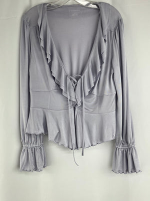 Anthropologie Long Sleeve Ruffled Tie Front Blouse Lavender Size Medium NWT