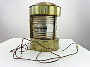 Large Vintage Brass Lantern Navigation Lamp / Plug Removed