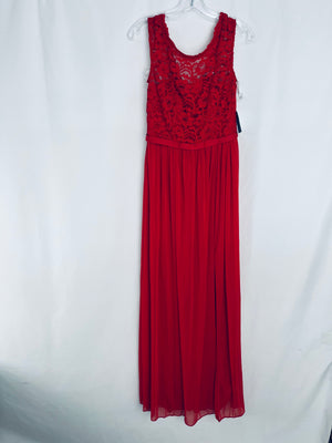 Celebrate DB Studio Red Lace Bodice Long Maxi Formal Bridal Dress Size 4 NWT