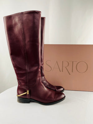Sarto by Franco Sarto A-lindy Burgundy Knee High Boots Women's 6.5M with Box