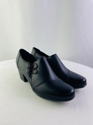 Clarks Collection Black Leather Emslie Warren Ankle Bootie Women 8M