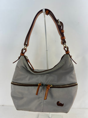 Vintage Dooney & Bourke Women's Nylon Olive Beige Grey Dillen Handbag Duck Purse