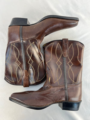 Vintage Dingo Mens Brown Leather Western Cowboy Boots Size 4 D USA Made 8656