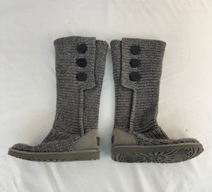 Ugg Australia Classic Cardy Knit Boots Grey Knit Women's 7