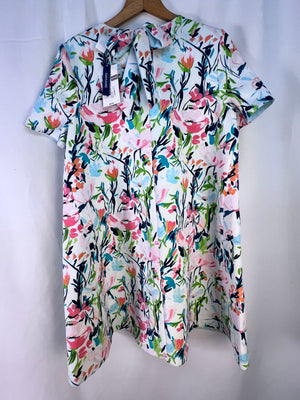 Crown & Ivy Reversible Mini Dress S Small Aqua Multi Floral LGM20782BK NWT Belk