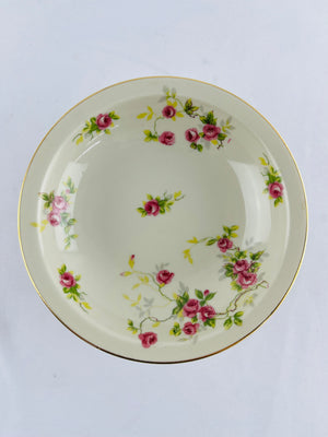 JAP4 Made in Occupied Japan Pink Rose Gold Trimmed Dessert Bowls 5.25" Set of 7