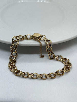 14K Yellow Gold Bracelet 14.6g Box Clasp 1mm Width 7.75" Length Classic Vintage